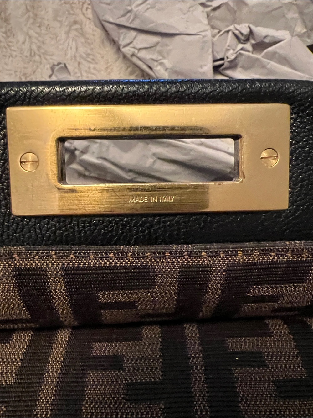 Fendi Black Leather Peek-a-Boo Top-Handle Satchel with Gold-Tone Hardware - Picture 7 of 8